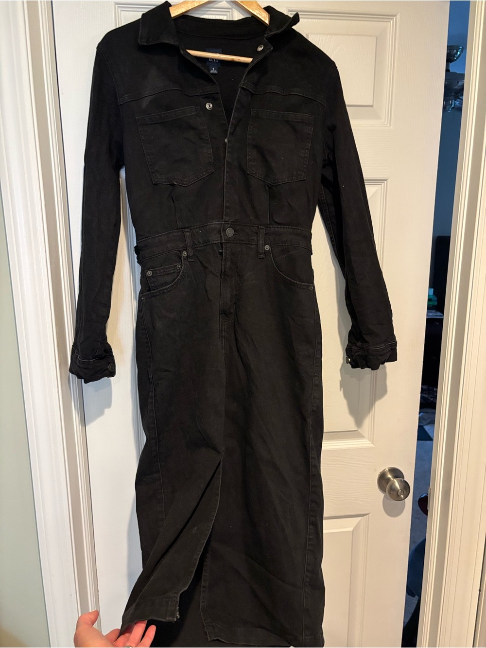 Black Long Sleeve Denim Dress
